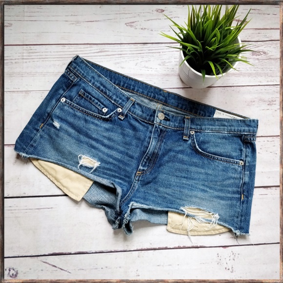 rag & bone Pants - RAG & BONE Mila High Rise Denim Shorts Trestles 31